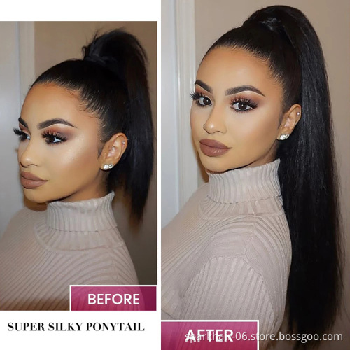 Unprocessed Natural Human Hair Ponytail Extension 100g Full Ponytail Wig Brazilian Hair Clip Ponytail  8-32 Black Brown Burgundy
